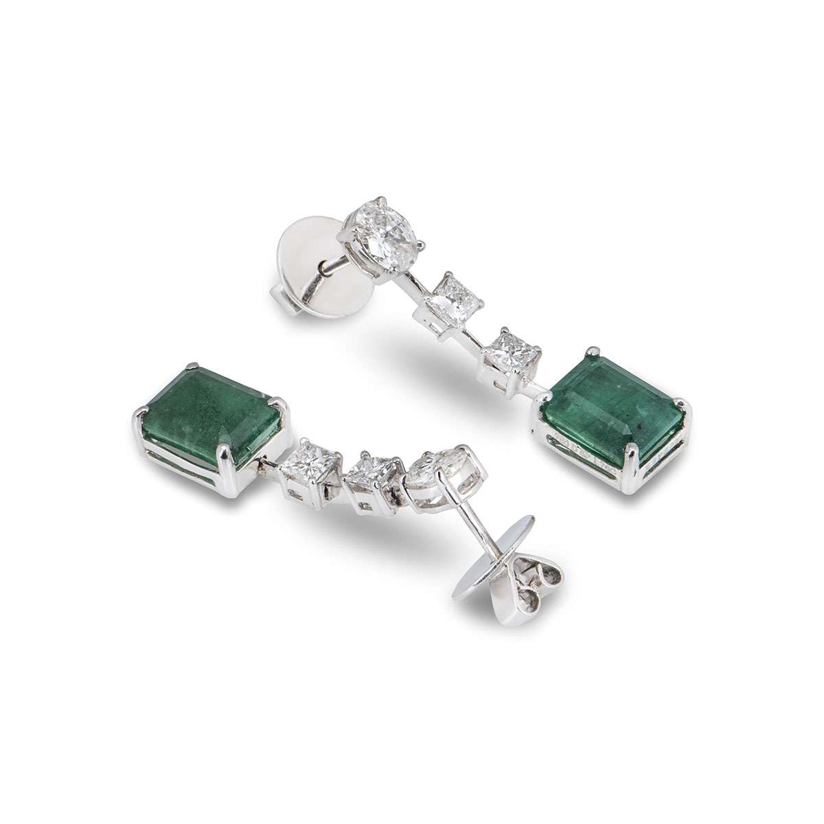 White Gold Emerald & Diamond Jewellery Suite